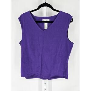 Casual Living womens Sz 1X V Neck Tank Top Purple Cotton Blend